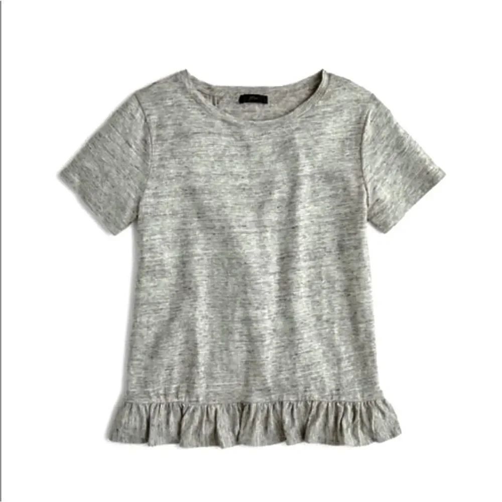 J. Crew ruffle back linen Tee in heather grey. Size M.